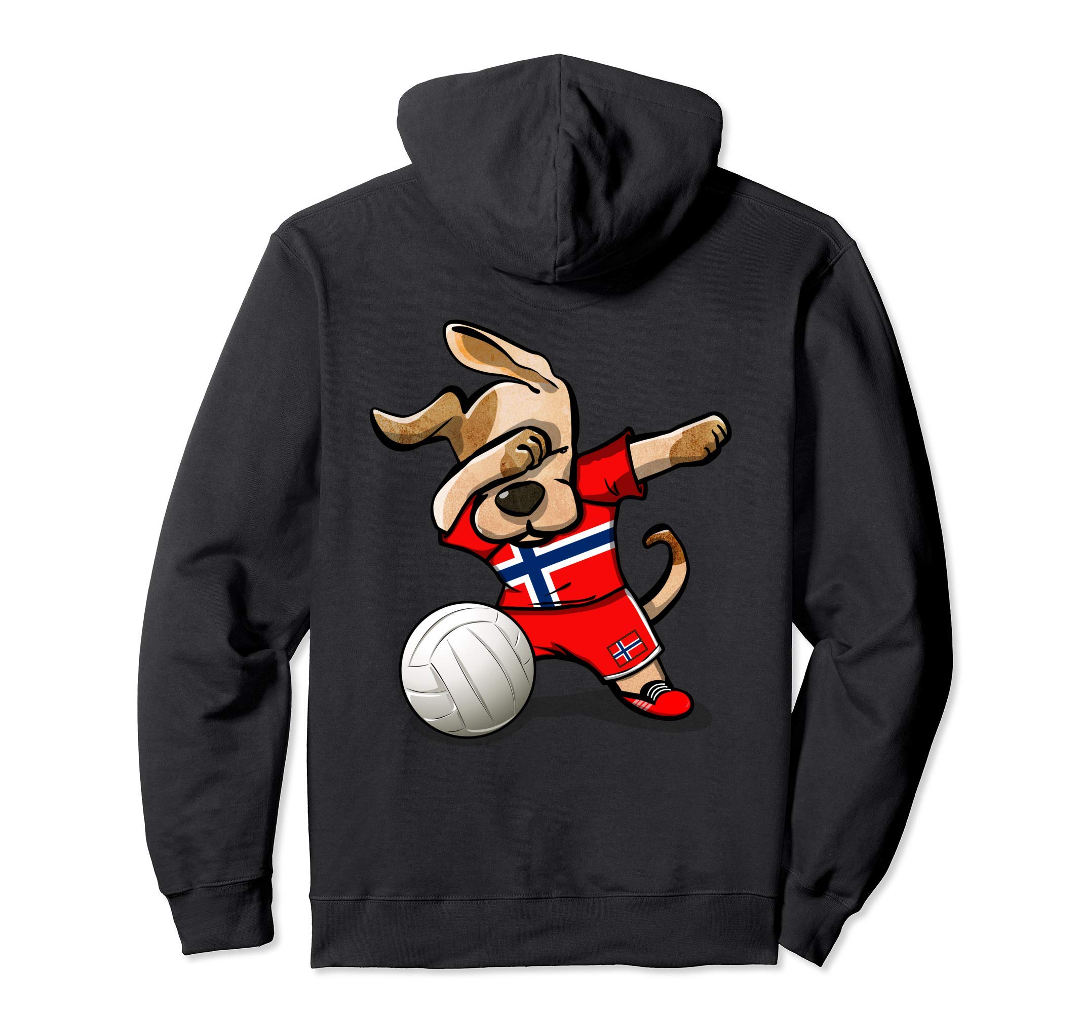 Dabbing Dog Proud Norway Volleyball Fan Norwegian Flag Sport Pullover Hoodie