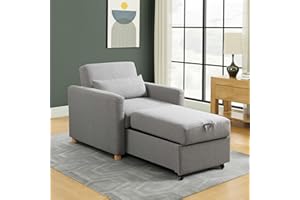 Serta® Corwin 36" Convertible Accent Chair, Dreamcoil® Comfort, FingerGuard® Pinch Point Protection, Polyester Boucle Fabric, Gray