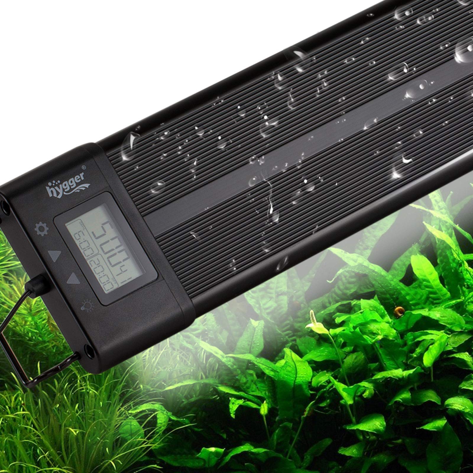 hygger Aquarium Programmable LED Light, Full Spectrum Plant Fish Tank Light Extendable Brackets with LCD Setting Display, IP68 Waterproof, 7 Colors, 4 Modes for Novices Advanced Players
