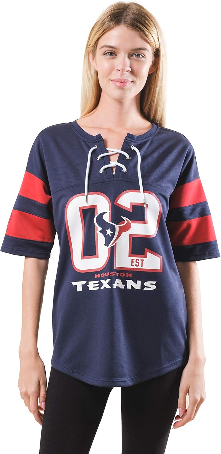 Ultra Game NFL Women's Lace Up Tee Shirt Penalty Box