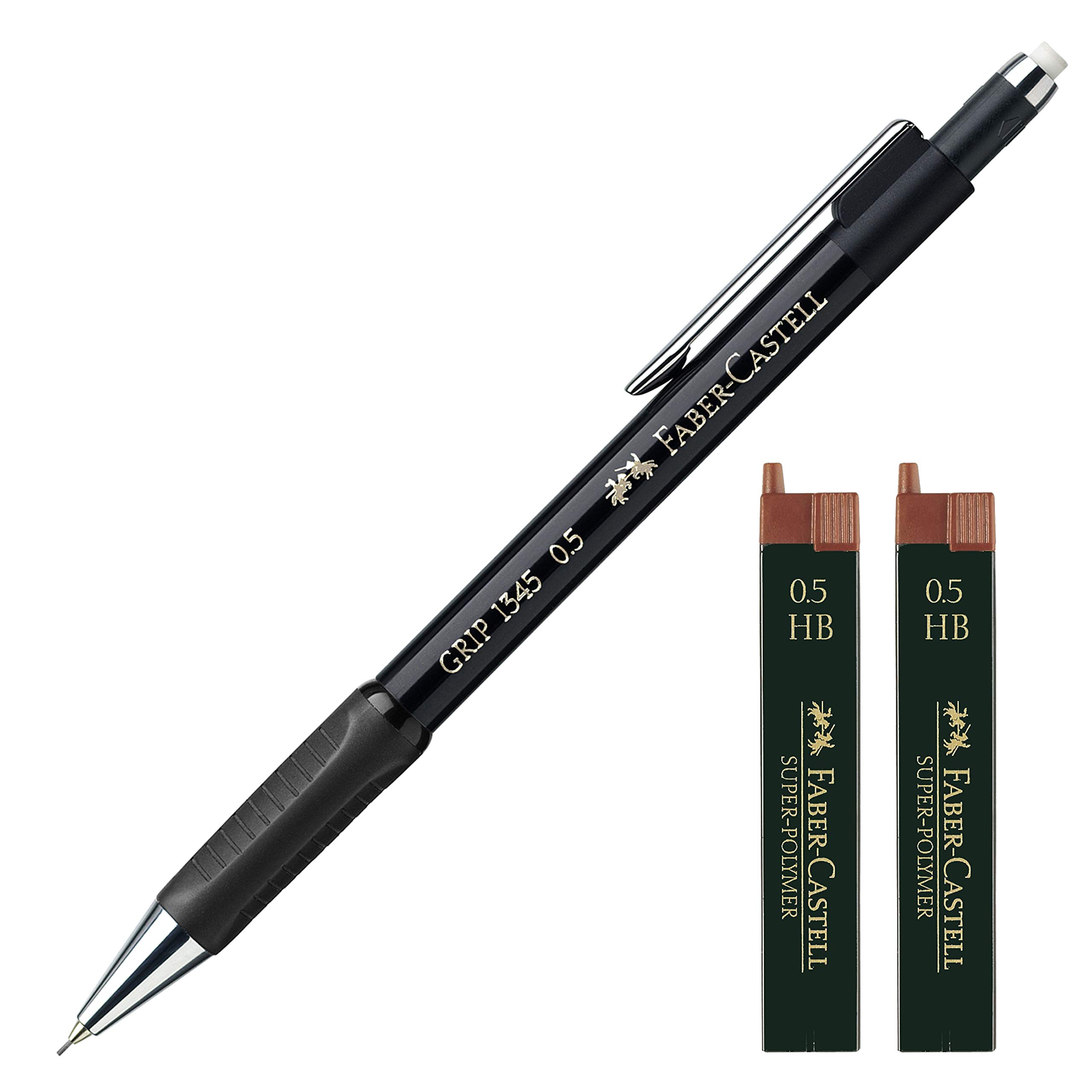 Faber-Castell Grip Mechanical Pencil, 1345 99, Lead thickness: 0.5 mm (black with 24 refills)