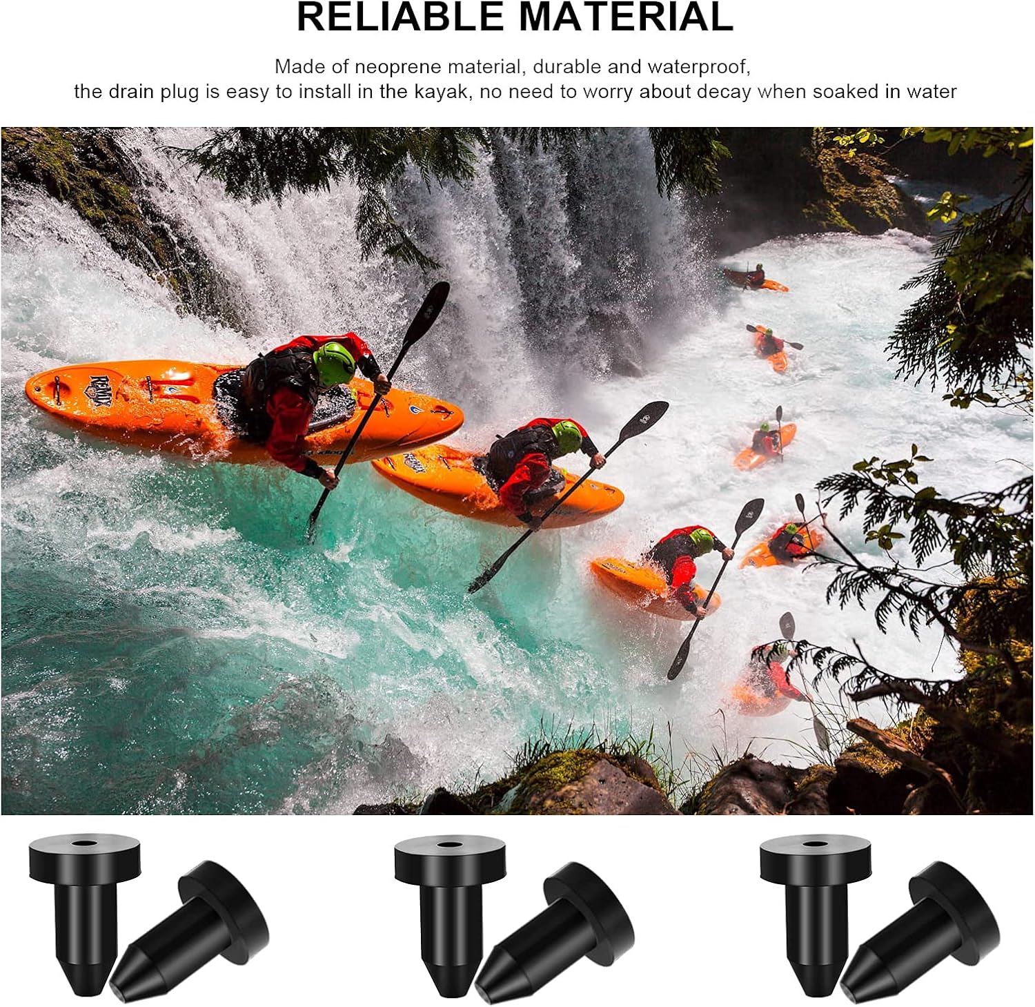 Hermard 8 Pcs Scupper Plugs for Kayak Drain Plug Fits Most Kayak Canoe Kayak, Drain Plug Kayak Plugs Kayak Accessories Compatible with Kayaks Boat Drain Plug, Boat(Black): Sports & Outdoors
