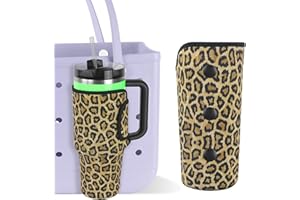 NBOOCUP Bogg Bag Accessories, Cup Holder for Stanley Compatible with Bogg Bag, Accessories for Bogg Bag Original X Large, Drink Holder Compatible with Bogg Bag/Simply Southern Beach Tote Bag (Leopard Print)