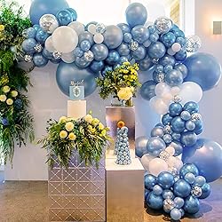 PartyWoo Metallic Light Blue Balloons, 140 pcs
