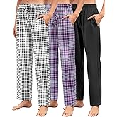 Cosy Pyro 3 Pack Women Casual Pajama Pants Soft Pjs Bottoms Lounge Comfy Sleep Pants with Pocket Drawstring
