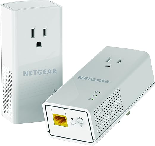 Netgear Powerline 1200 Mbps, 1 porta Gigabit com passagem, saída extra (PLP1200-100PAS), cinza claro 