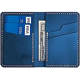 Turbosnail Leather for Men & Women Front Pocket Card Holder | Minimalist Wallet | Front Pocket Wallet | Leather Card Sleeve | Minimalist Handmade Card Holder (Blue)