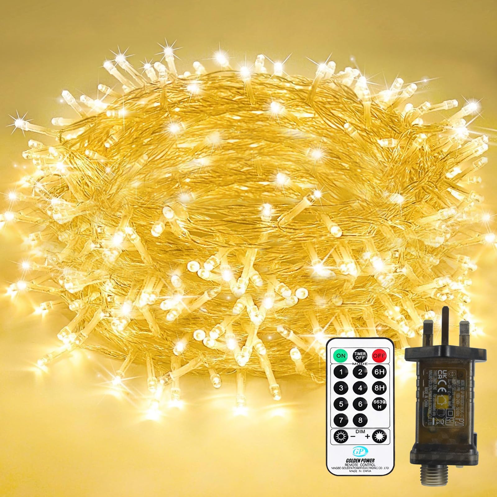Bzavor 30M 300 LED String Lights Main Powered，8 Modes Fairy Lights Plug in Waterproof Remote Control Outdoor/Indoor,Garden Christmas Lights for Patio,Bedroom,Party Decorations