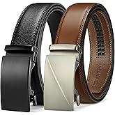 BOSTANTEN Ratchet Leather Belt For Men 2 Pack Dress and Casual with Adjustable Buckle, Trim to Fit