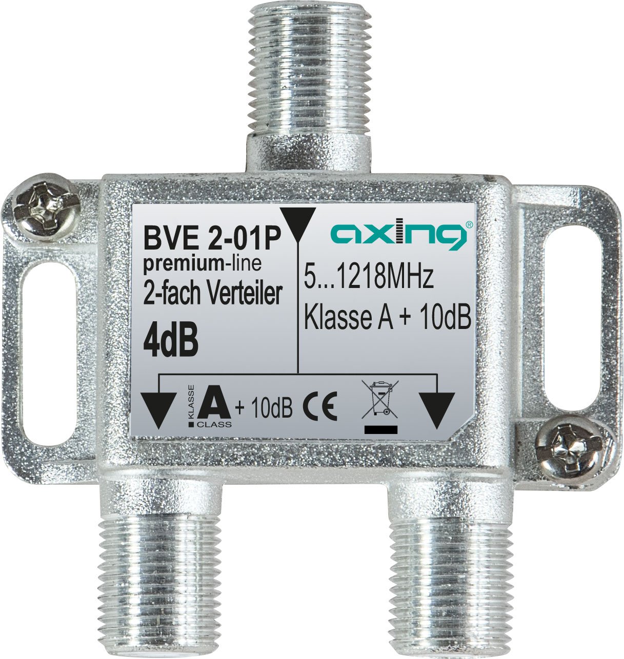 Axing BVE -01P Cable Distributor Cable CATV Multimedia DVB-T2 Class A+ 10 dB 5-1218 MHz Metal