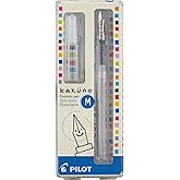 PILOT Kakuno Fountain Pen, Clear Barrel, Medium Nib 0.5mm Tip | Writing for taking notes, beginner fountain pen, hexagonal barrel, easy hold, writing pens