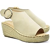 CLOUDAIR Selina Women's Espadrille Wedge Sandals - Comfortable and Stylish Platform Slip On Sandals with Buckle Closure, Comfy Wedge Heels for Women, Fashion Summer Sandals