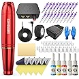 Wormhole Tattoo Kit Tattoo Gun Kit Cartridge Tattoo Machine Kit Tattoo Pen Kit for Beginners Rotary Tattoo Machine Kit Professional Complete Tattoo Kit Tattoo Supplies WTK070-B True red