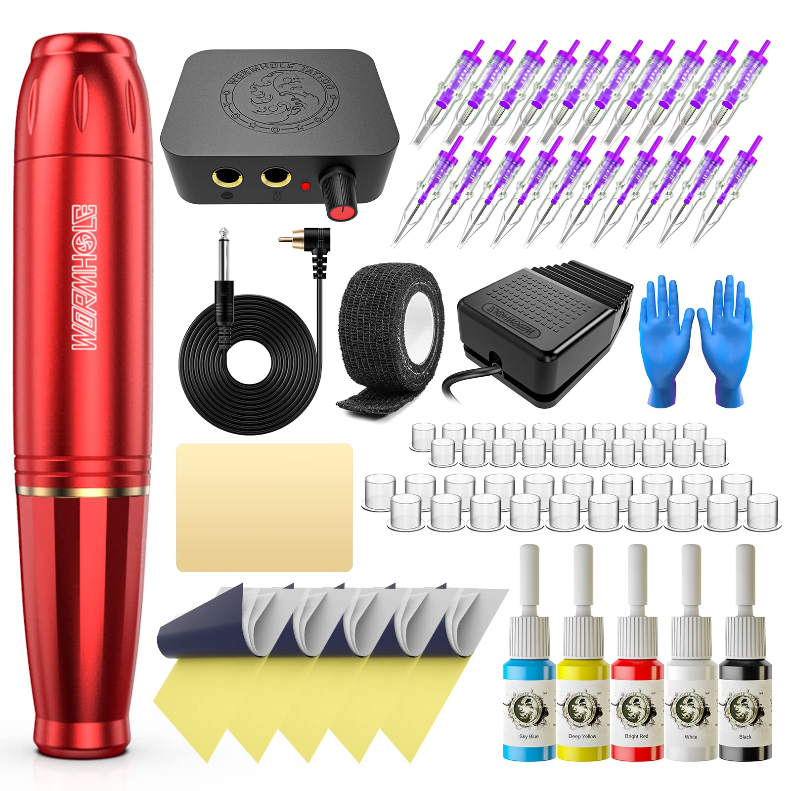 Photo 1 of Wormhole Tattoo Kit Tattoo Gun Cartridge Machine Pen for Beginners Rotary Tattoo Machine Kit Professional Complete Tattoo Kit Supplies WTK070-B
