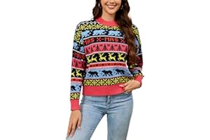 LUBOT Christmas Sweaters Cardigans for Women Ugly Soft Fuzzy Knit Long Sleeve Pullover for Christmas Party Holiday S-XXL