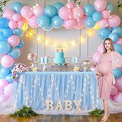 Shillance 14ft Baby Blue Tulle Table Skirt for Baby