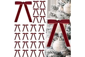Artmag 24 Pcs Velvet Bows for Christmas Tree Rustic Velvet Christmas Ornaments Rustic Bows for Door Garland Wreath Gift Party