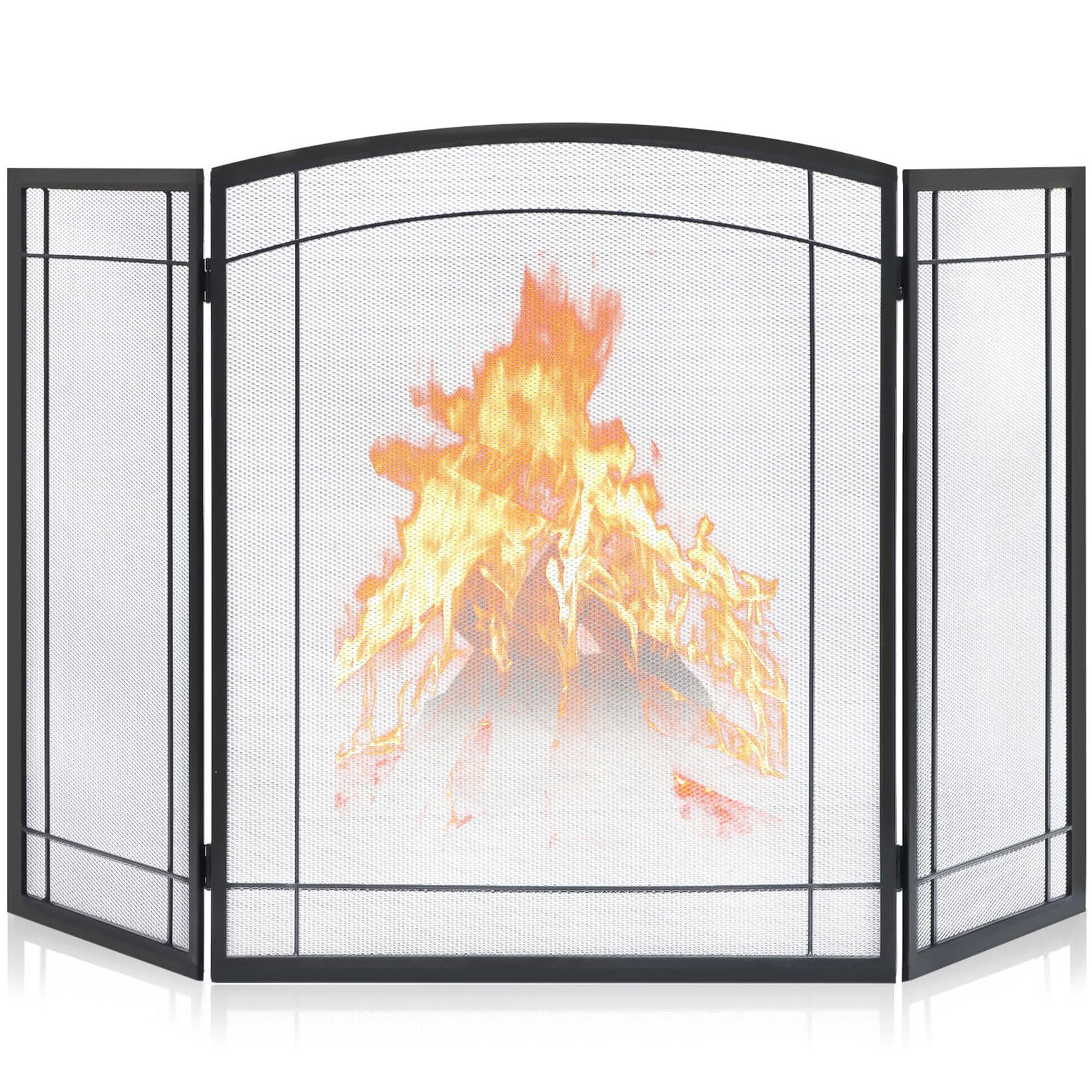 Fireplace Gate FEED GARDEN 3-Panel Fireplace Screen 48x29 Inches - Foldable Spark Guard With Metal Mesh 3 Panel Foldable Fireplace Screen - View #8