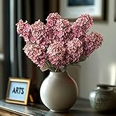 Ttranewsoo Burgundy Hydrangea Artificial Flowers,Fall Hydrangeas Artificial Flowers, Fake Fall Dried Hydrangea Decoration,Faux Silk Flower with Stems Winter Decor(Red Rose 24" 8pcs) Without Vase