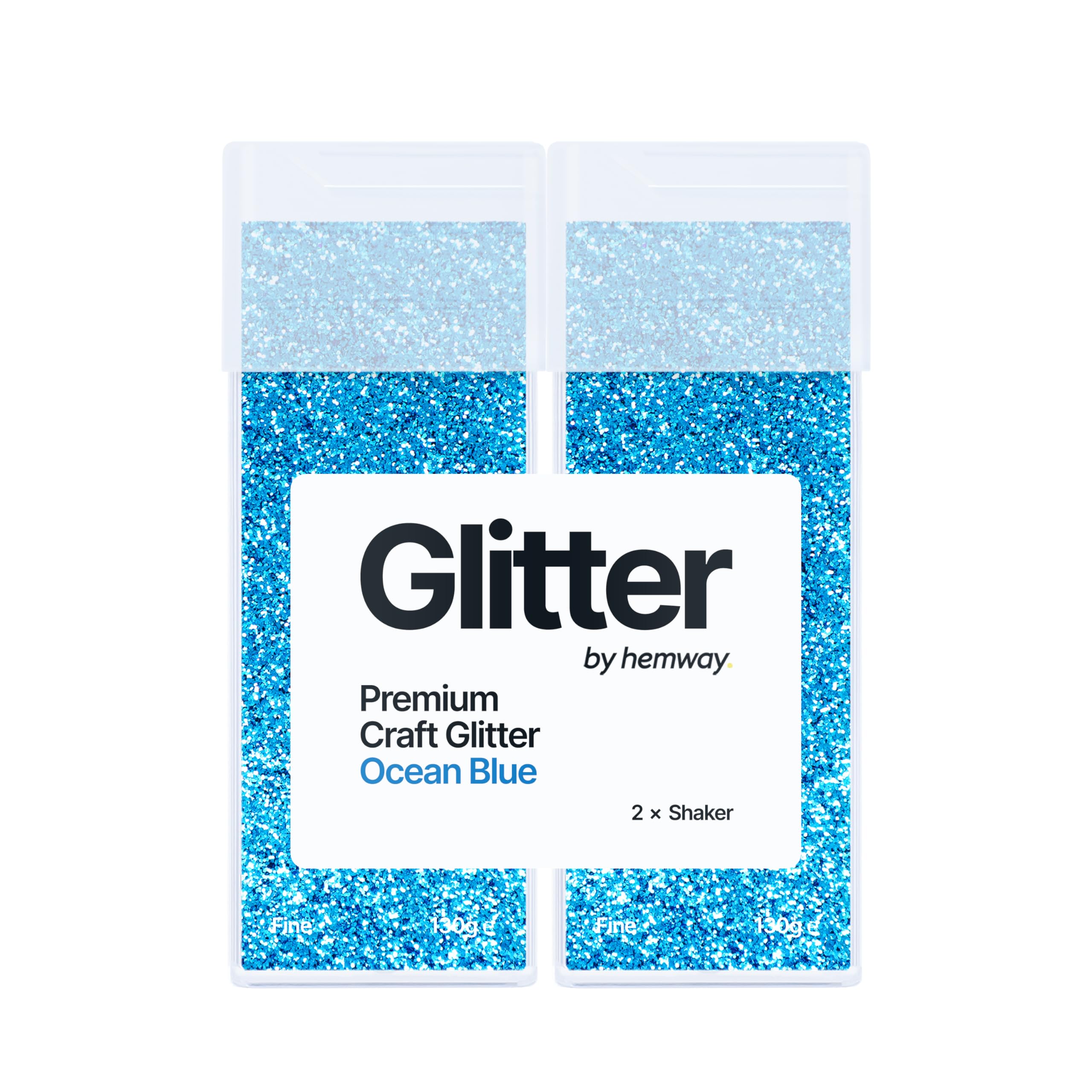 Hemway Glitter Shaker Ocean Blue 130g x2 Pack Fine, Craft Glitter Shakers for Resin & Epoxy Crafts, Christmas Art Supplies, Nail, Body, Face, Eye, Festival, Crafting, Slime, Sparkle