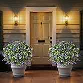 Lewondr Artificial Lavender Boxwood Topiary Ball with LED Lights, 23.6'' Artificial Shrub Bushes with Ground Spike, UV Resistant Faux Greenery Shrubs, Fake Plants for Indoor Outdoor Garden Patio Decor