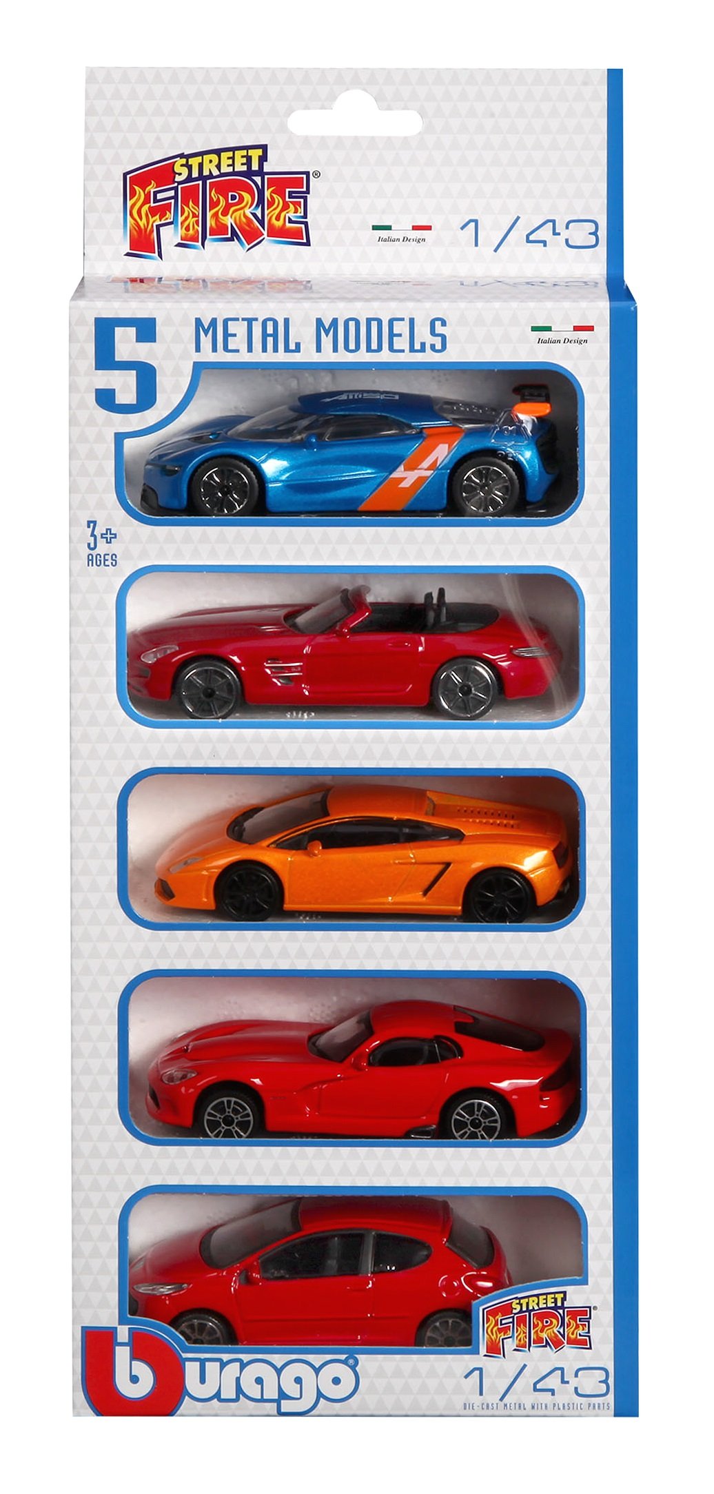 Bburago Maisto France Pack of 5 Vehicles 1/43, 30007, Random Colour