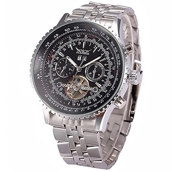 Mens Tourbillon Chronograph Stainless Steel Mechanical Watch