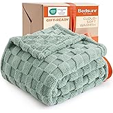 Bedsure GentleSoft Sage Green Throw Blanket for Couch - Checkered Fleece Blankets Gifts for Women Men Girls, Cute Soft Cozy Throw for Bedroom Home Decor Gifts, 50x60 Inches