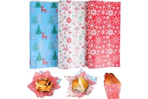CCINEE 150pcs Christmas Wax Paper Sheets for Food Greaseproof Paper Wrapping Christmas Tissue Wax Paper for Candy Cookies San