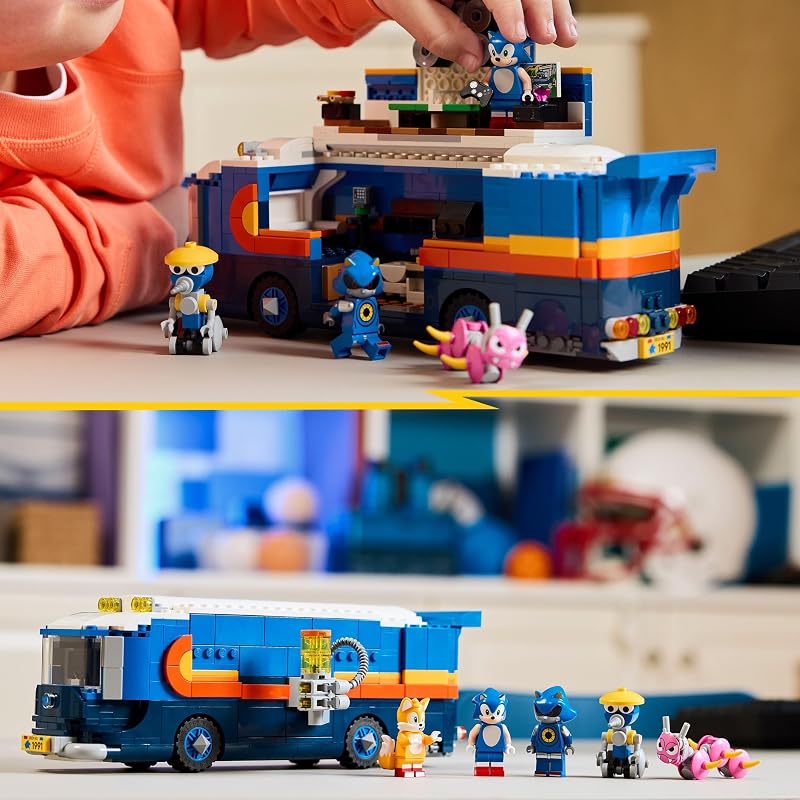 Sonic The Hedgehog Team Sonic Command Truck Toy - Interactive Set with an ATV Car & 5 Figures INCL. Tails - Gift for 8+ Year Old Boys, Girls & Gaming Fans - 77006
