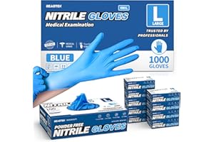 Beastek Medical Nitrile Exam Gloves, 4.0 Mil, 1000 Pcs Powder-Free Latex-Free Non-Sterile Food Safe Disposable Glove, Blue