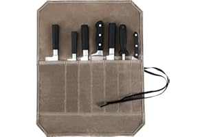 Mebiosi Chef Knife Roll Bag,Heavy Duty Waxed Canvas Knife Roll Bag Storage Knife Cutlery Tool Bag Case with 7 Slots Knife Cul