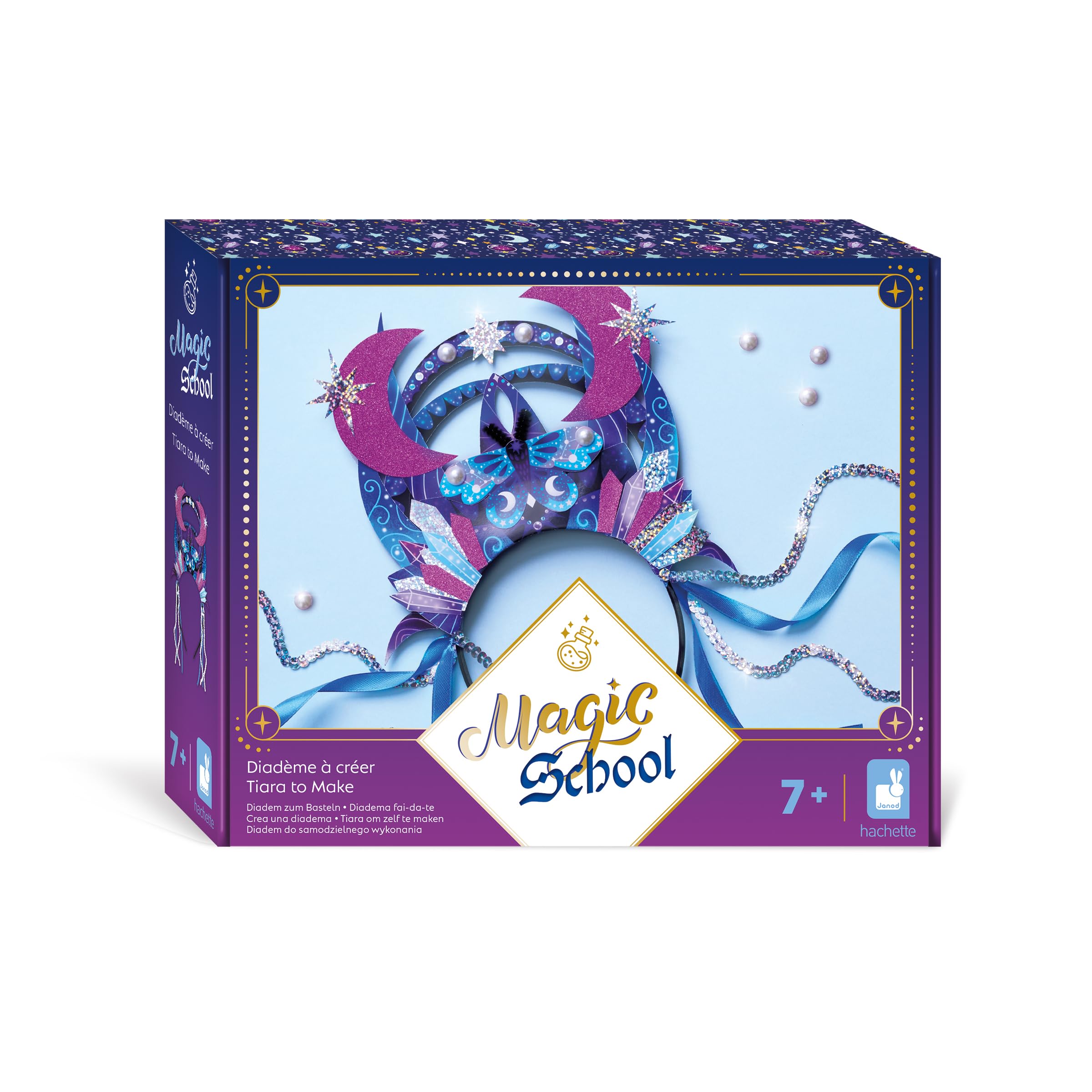 Janod - Magic School - Create-Your-Own Tiara - Kids’ Craft Activity - Arts & Crafts Kit - Jewellery-Making - Children’s Fancy Dress Prop - Set for Ages 7 +, J09138