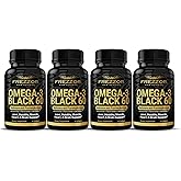 FREZZOR Omega 3 Black - Highest Strength Green Lipped Mussel Oil Capsules, Made in New Zealand, UAF1000+, Inflammation, Joint Care & Relief, Heart & Immune Support, 60 Count (Pack of 4)