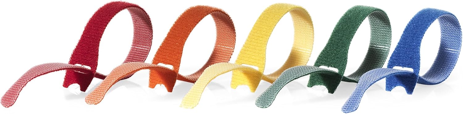 VELCRO Brand ONE-WRAP Ties | Cable Management, Wires & Cords | Self Gripping Cable Ties, Reusable | 5 Ct - 8" x 1/2" | Multi-color: Office Products