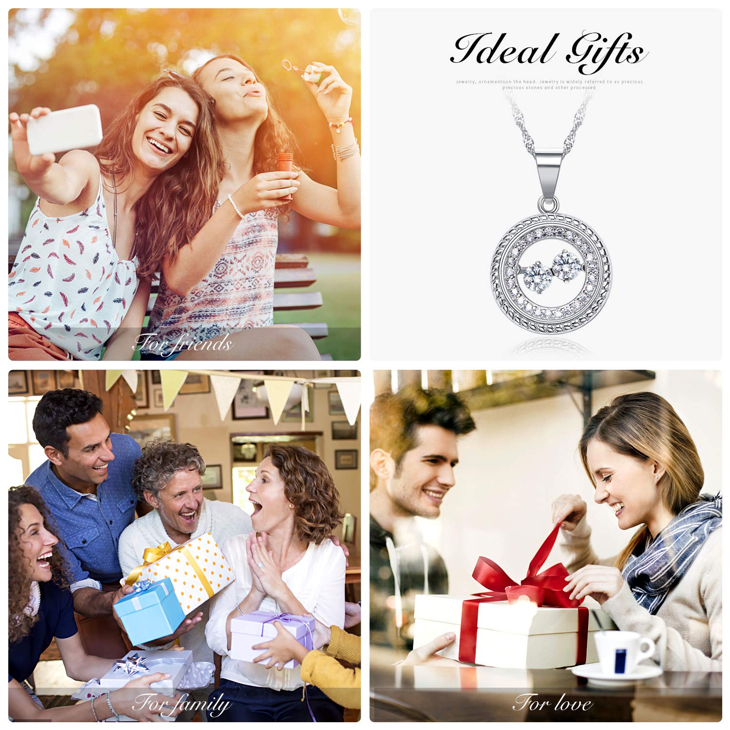 LOUISA SECRET Pendant Necklace, Made Of Cubic Zirconia, Fashion Valentine\'s Day Gift Jewelry 925 Sterling Silver Necklace For Women And Girls