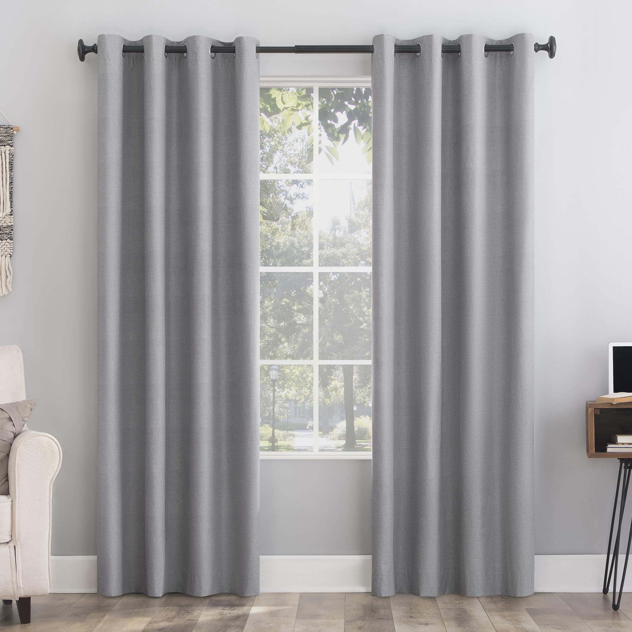 Sun Zero Columbia 2-pack Thermal Energy Saving Total Blackout Grommet Curtain Panel Pair, 50" x 63", Silver — image 1