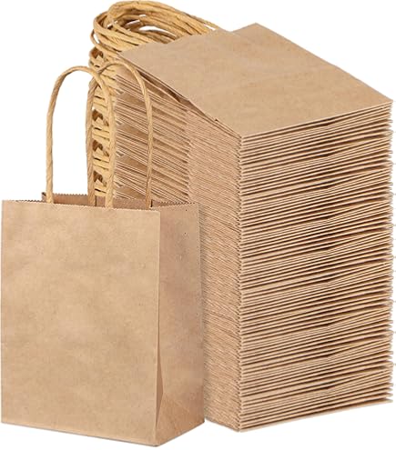 SUNCOLOR 25 Pieces 6\" Mini Goodie Bags Small Orange Gift Bags With Handle For Party Favor Bags For Halloween(Orange) : SUNCOLOR