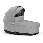 Cybex Cot S Lux Baby &amp; Newborn Carrycot - Lightweight - Stone Grey | Baby Carrycot Attachment for Balios S Lux Stroller, Newborn Cot with Travel Canopy, Cozy &amp; Spacious, Convenient Carry Handle