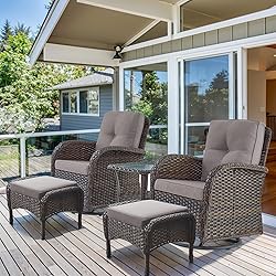HUMMUH 5 Pieces Wicker Patio Furniture Set,Outdoor