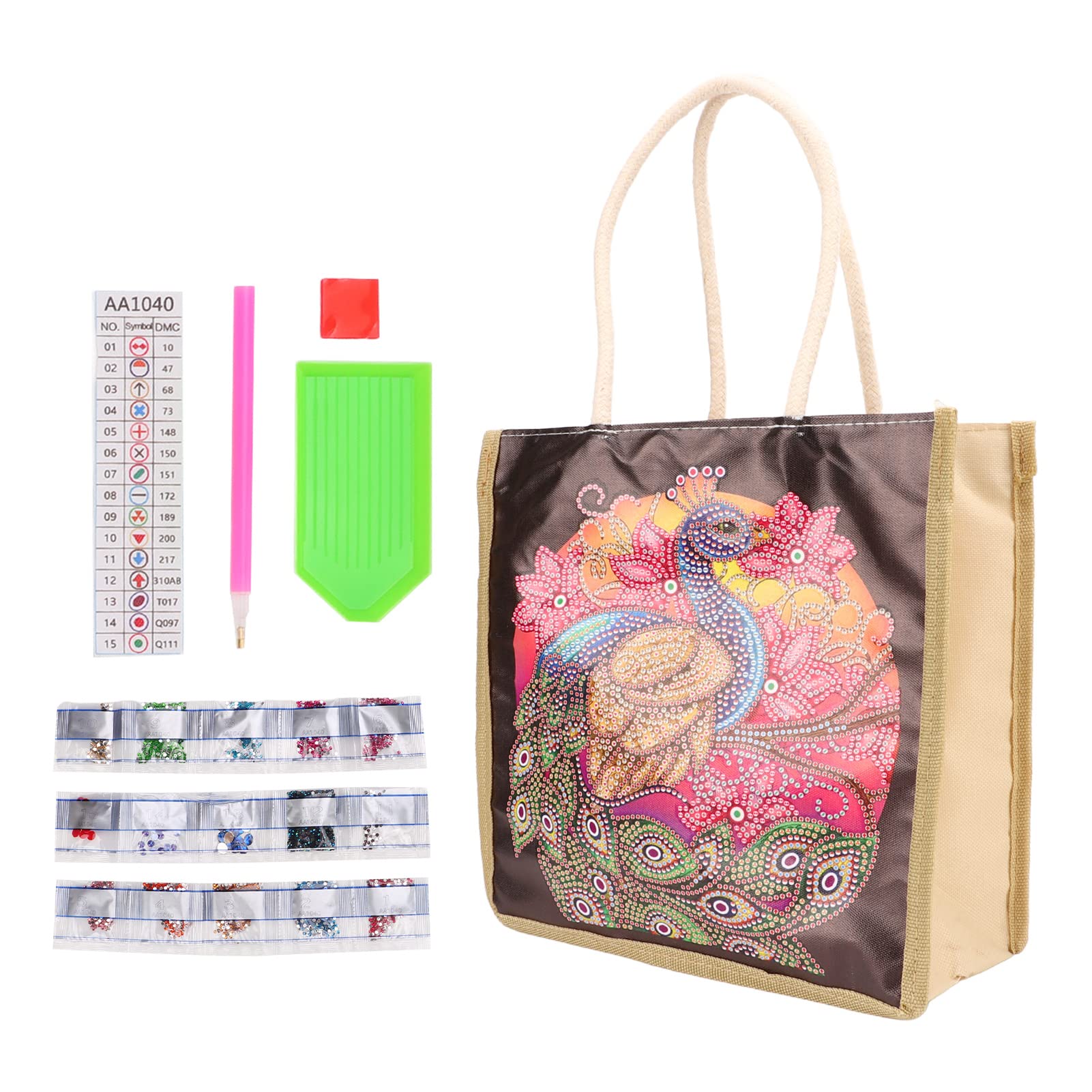 Pssopp DIY Tote Bag Canvas Tote Bag with Diamond Rhinestone Painting Canvas Shopping Bag for Shopping Daily Organization Rhinestone Diamond Art Handbag