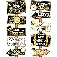 20 Pieces Retirement Party Decorations Happy Retirement banner Sign Directional Retired Yard Sign for Happy Retirement Party Supplies, 10 Styles (Black, Gold, White)