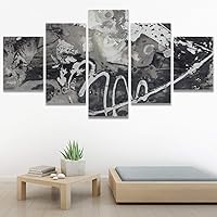 SIGNWIN 5 Panel Canvas Wall Art Decorative Elements Graffiti & Street Art Mixed Media Multicolor Patterns Whimsical for Home Decorations Ready to Hang - 60