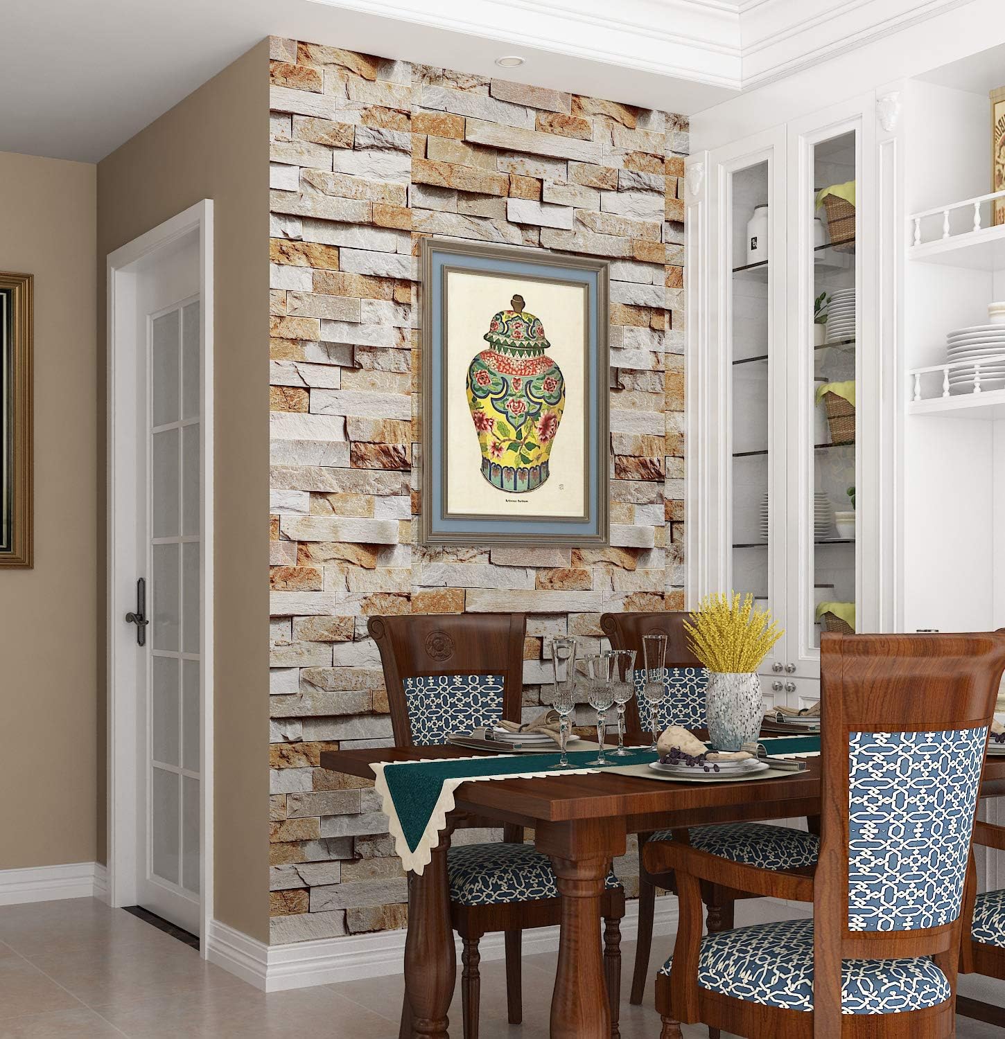 Livelynine 3D Wallpapers for Bedroom Kids Room 40CM x 5M Washable Kitchen Wallpaper Self Adhesive Wallpaper for Living Room Wall Nature 3D Stone Effect Wallpaper Bathroom Wallpaper Waterproof 3D - Image 4
