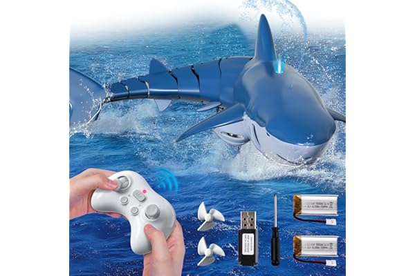 Remote Control Shark Toys for Boys Kids, 1:18 Scale High Simulation Shark for Pool, 2.4Ghz Electric RC Fish Boat Toys with Li