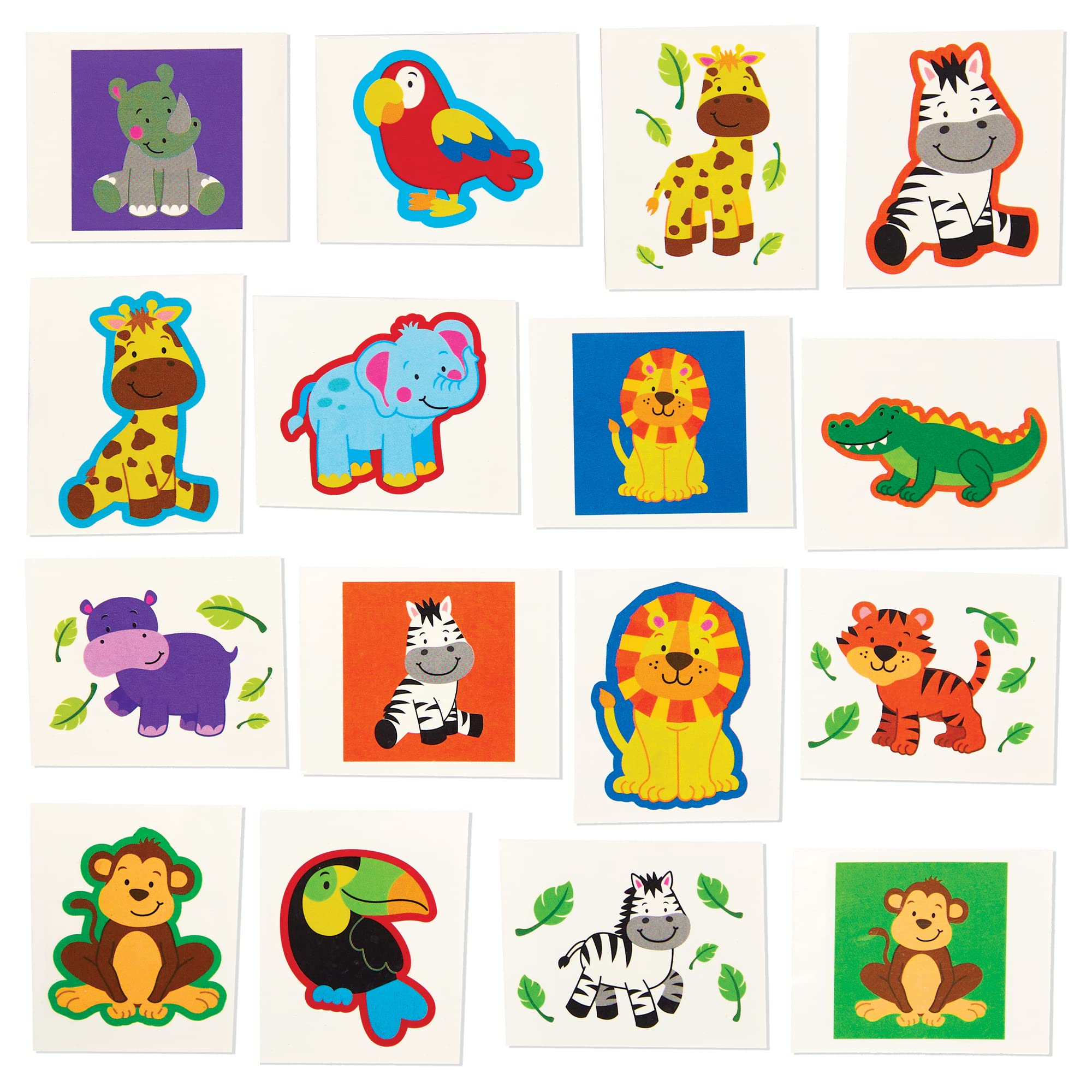 Baker Ross FX653 Jungle Chums Tattoos - Pack of 80, Party Bag Fillers for Kids
