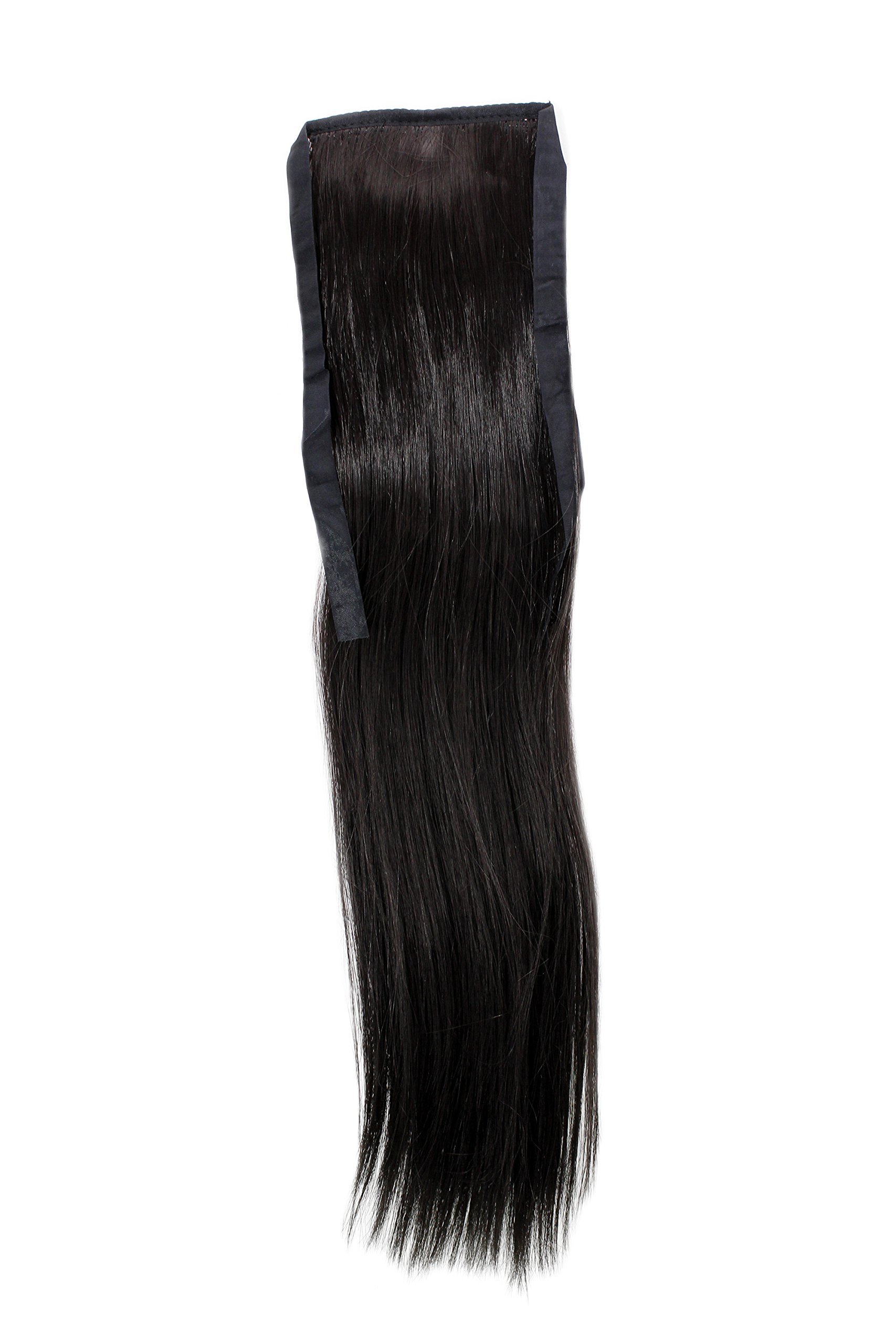 WIG ME UP - YZF-TS18-4 Hairpiece Pontail Pigtail extension slim light straight comb and ribbon dark brown