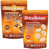 Drizzilicious Mini Flavored Rice Cakes - Rice Crisps, Healthy Snack for Adults and Kids, Vegan, Gluten Free Snack, 90 Calories Per 21 Pieces, S'mores &amp; Cinnamon Swirl - 4 oz (Pack of 6)