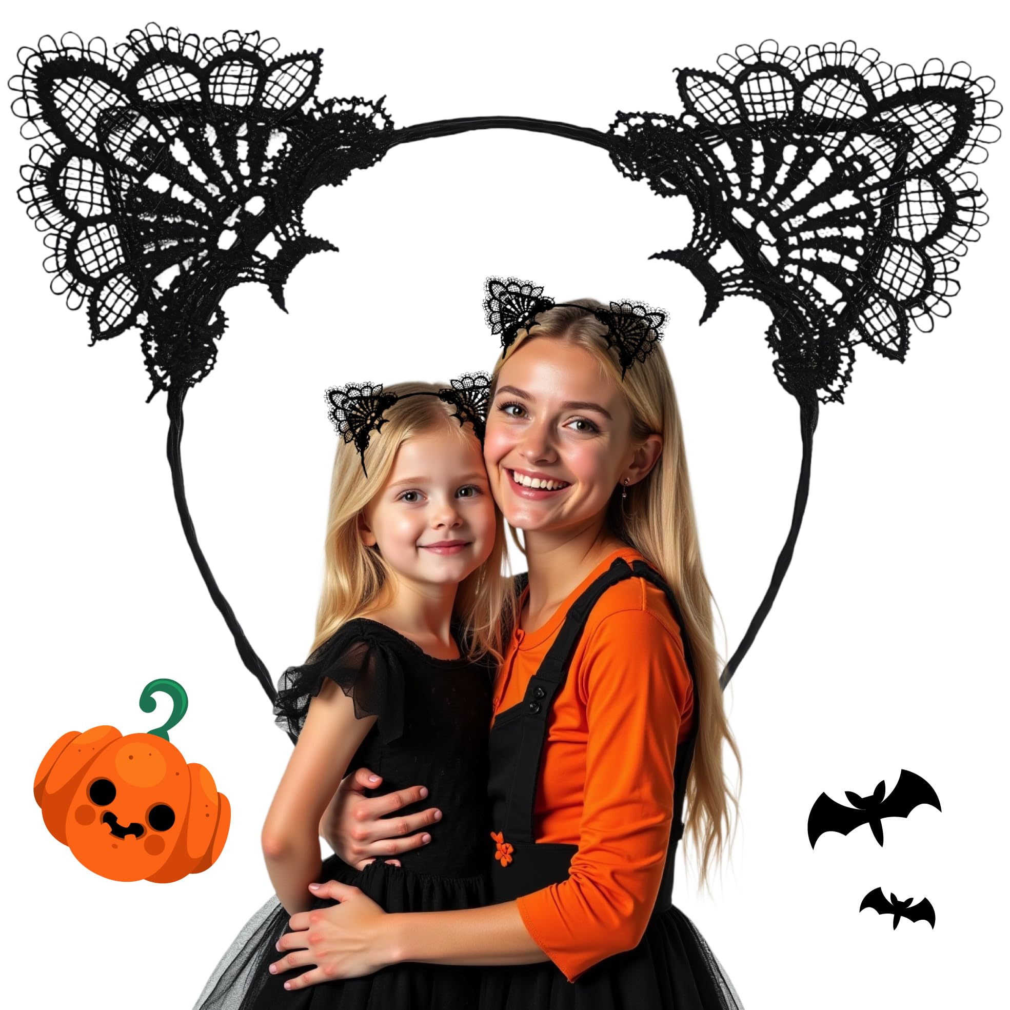 View 1 of *****20 PIECES****
wonderCat LONDON Halloween Cat Ears Headband – Black Cat Ears Hair Accessory for Cosplay, Fancy Dress, Masquerade & Party Costumes (Lace Style