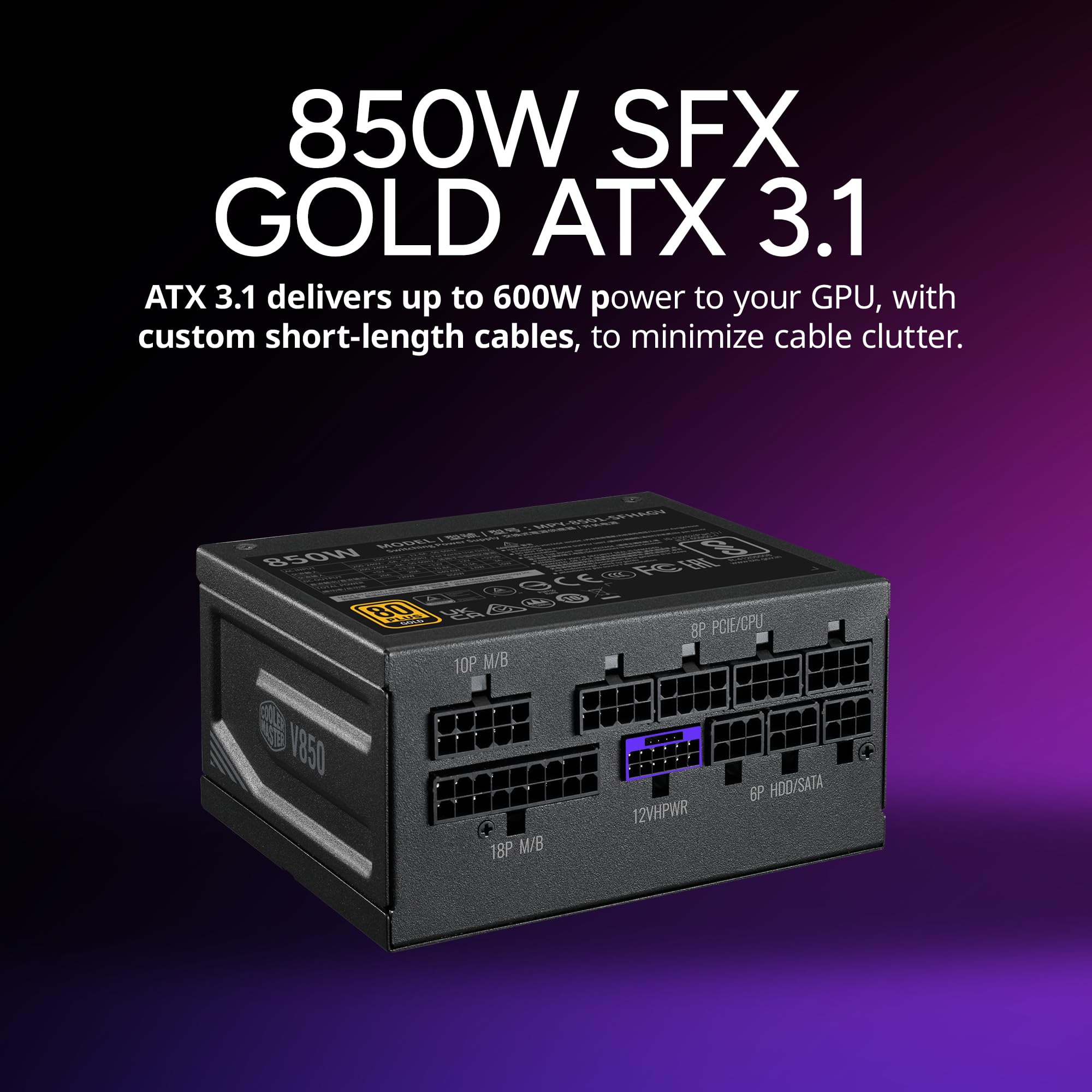Cooler Master NR200P MAX V2 Mini-ITX PC Case, Top-Mount 280mm AIO, 357mm Vertical GPU Mount, V850W SFX Gold PSU, 90° 12VHPWR, 600W PCIe 5.1, Compatible RTX 5090, RX 7090 XT, Tempered Glass, DIY